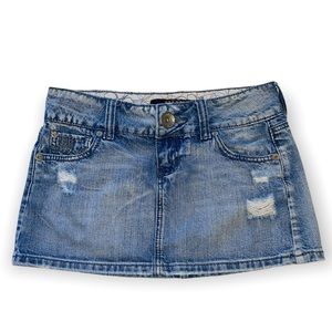 lowrise distressed denim jean skirt Y2k